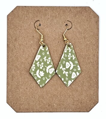 Handmade Diamond Faux Leather with Wooden Diamond Shape Earrings Handmade Diamond Faux Leather with Wooden Diamond Shape Earrings