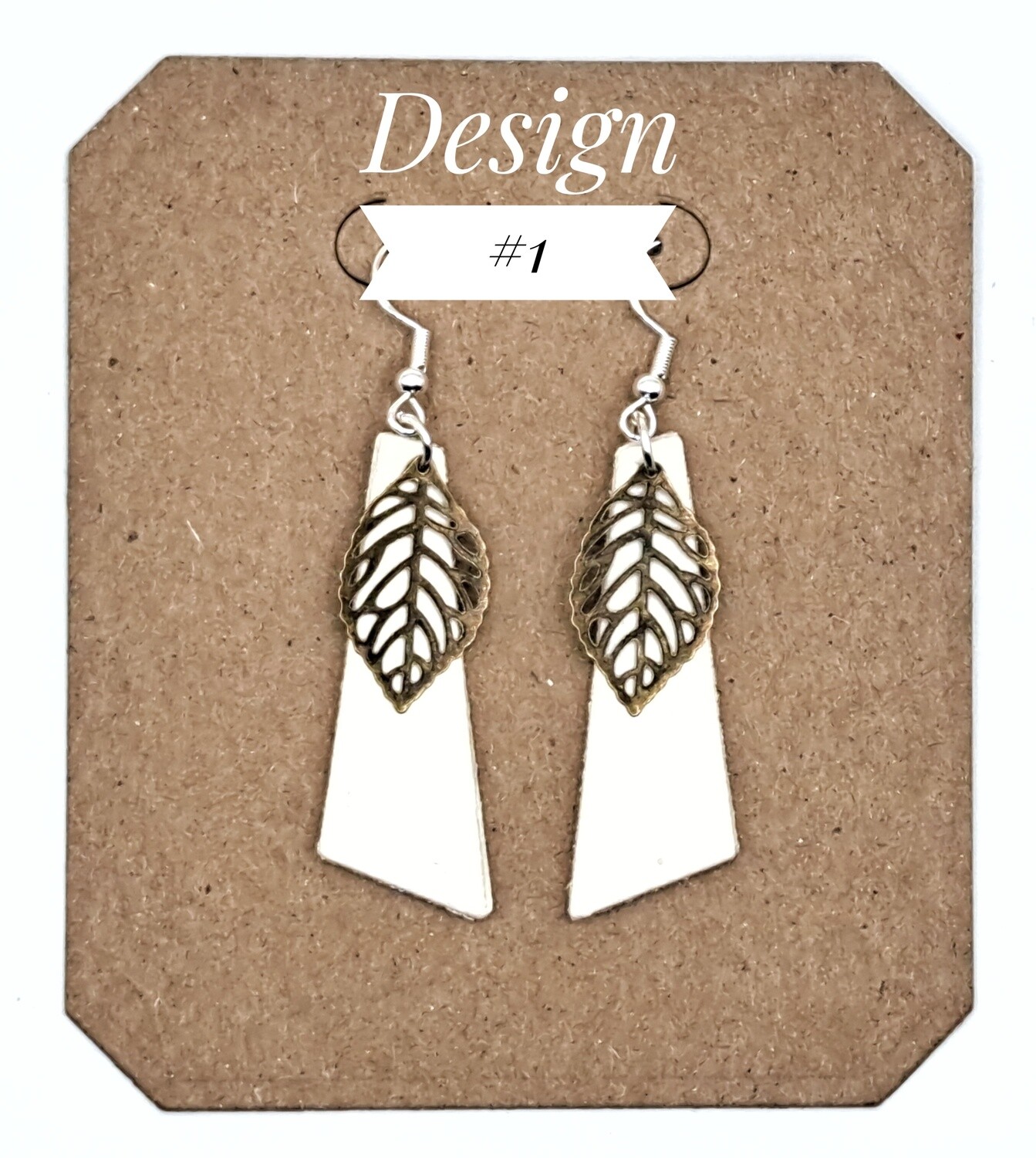 Handmade Asymmetric Faux Leather Earrings with Feather Charm (2 Designs Available)