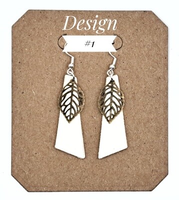 Handmade Asymmetric Faux Leather Earrings with Feather Charm (2 Designs Available)