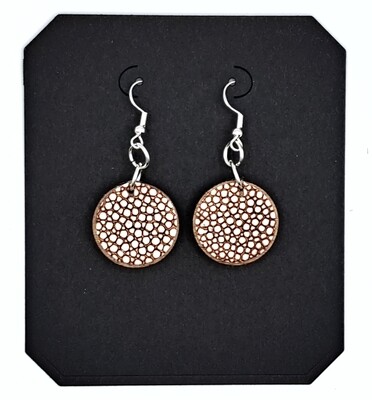Handmade Faux Leather Wooden Circles Earrings