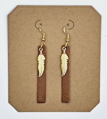 Handmade Faux Leather Feather Charms Earrings Handmade Faux Leather Feather Charms Earrings