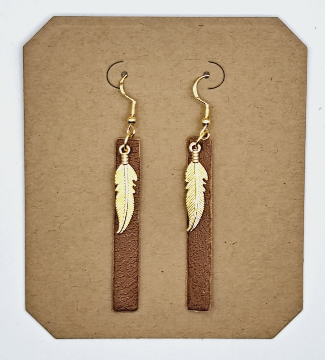 Handmade Faux Leather Feather Charms Earrings