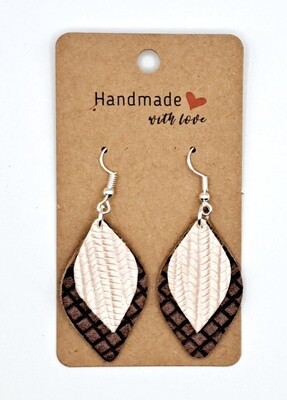 Handmade Layered Leaf Faux Leather Earrings #2