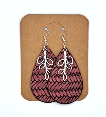 Handmade Faux Leather Teardrop Earrings w/Silvertone Charms Handmade Faux Leather Teardrop Earrings w/Silvertone Charms