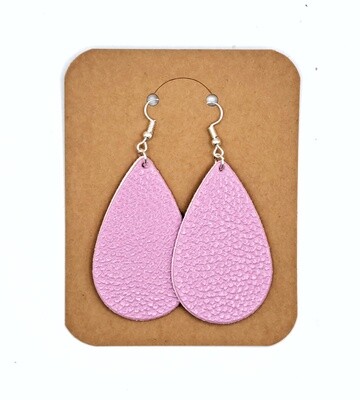 Handmade Pink Faux Leather Teardrop Earrings