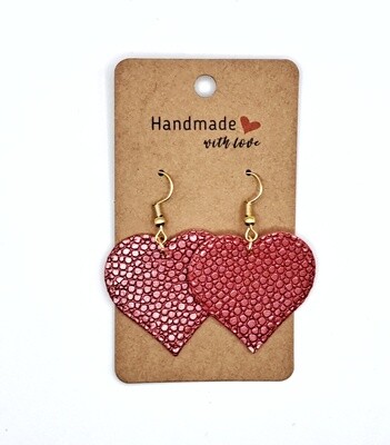 Handmade Faux Leather Red Heart Earrings (4 designs available)
