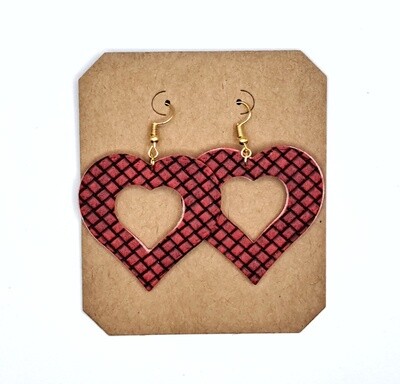 Handmade Faux Leather Red Heart Cut-out Earrings