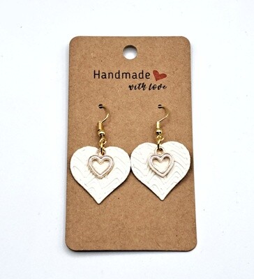 Handmade Faux Leather Hearts & Heart Charms Earrings (3 designs available)