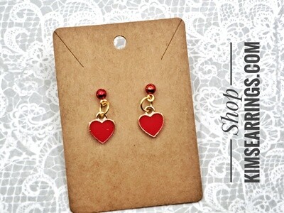 Handmade Red Heart Charms Earrings
