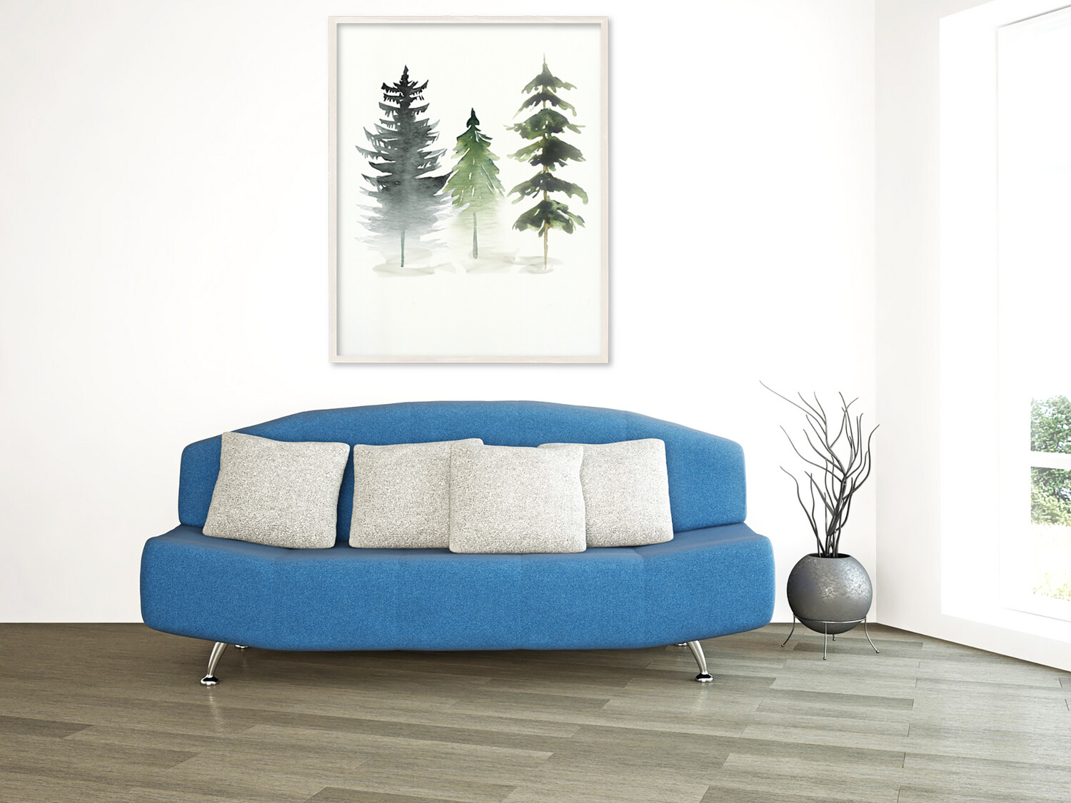 3 Winter Trees Watercolor / Wall Print / Digital Artwork / Wall Art / INSTANT DOWNLOAD / Winter Art / Farmhouse Art