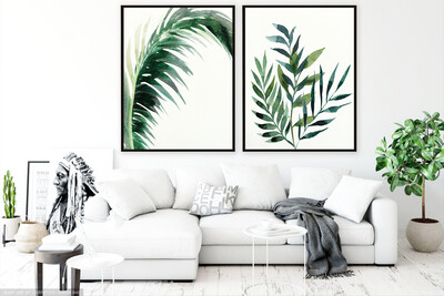 SET of 2 Tropical Monstera Leaves / Vintage Printable / Digital Art / Wall Art / INSTANT DOWNLOAD / Greenery, Botanical Art / Farmhouse Art