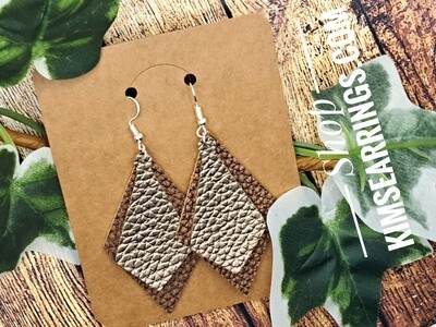 Handmade Layered Diamond Shaped Faux Leather Earrings Handmade Layered Diamond Shaped Faux Leather Earrings
