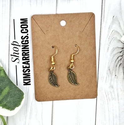 Handmade Bronze Leaf Charms Earrings Handmade Bronze Leaf Charms Earrings