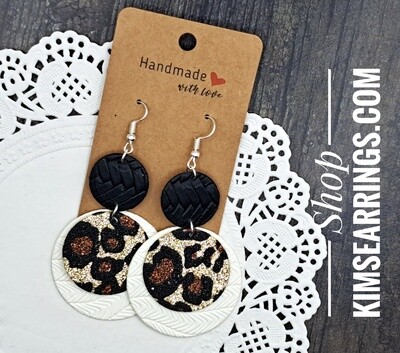Handmade 3-Layer Circles Faux Leather Earrings