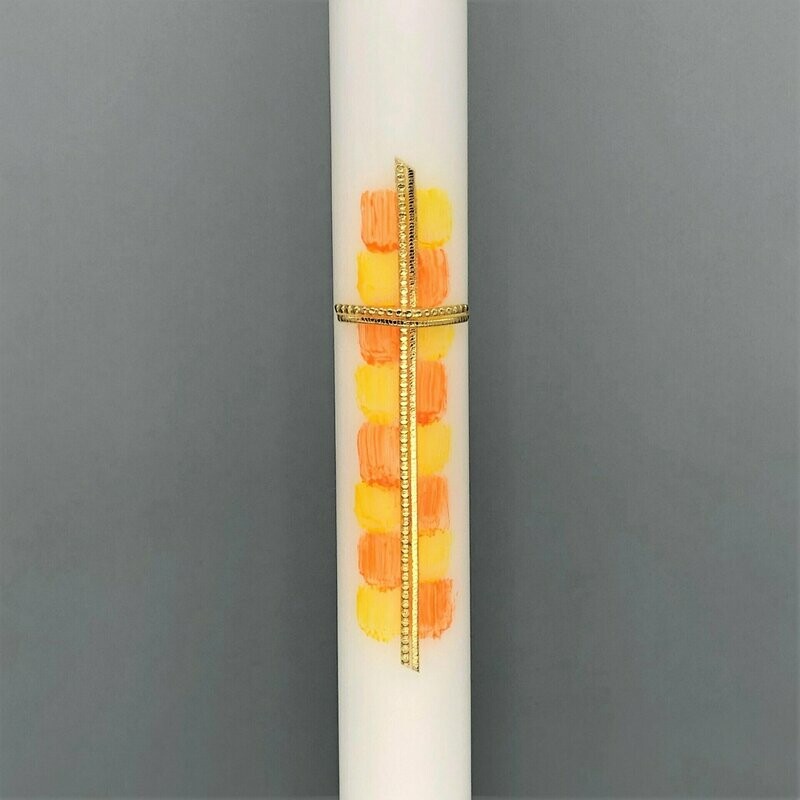 Kerze getupft in gelb orange