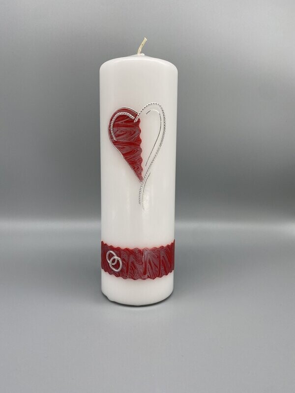 Kerze  rot/silber