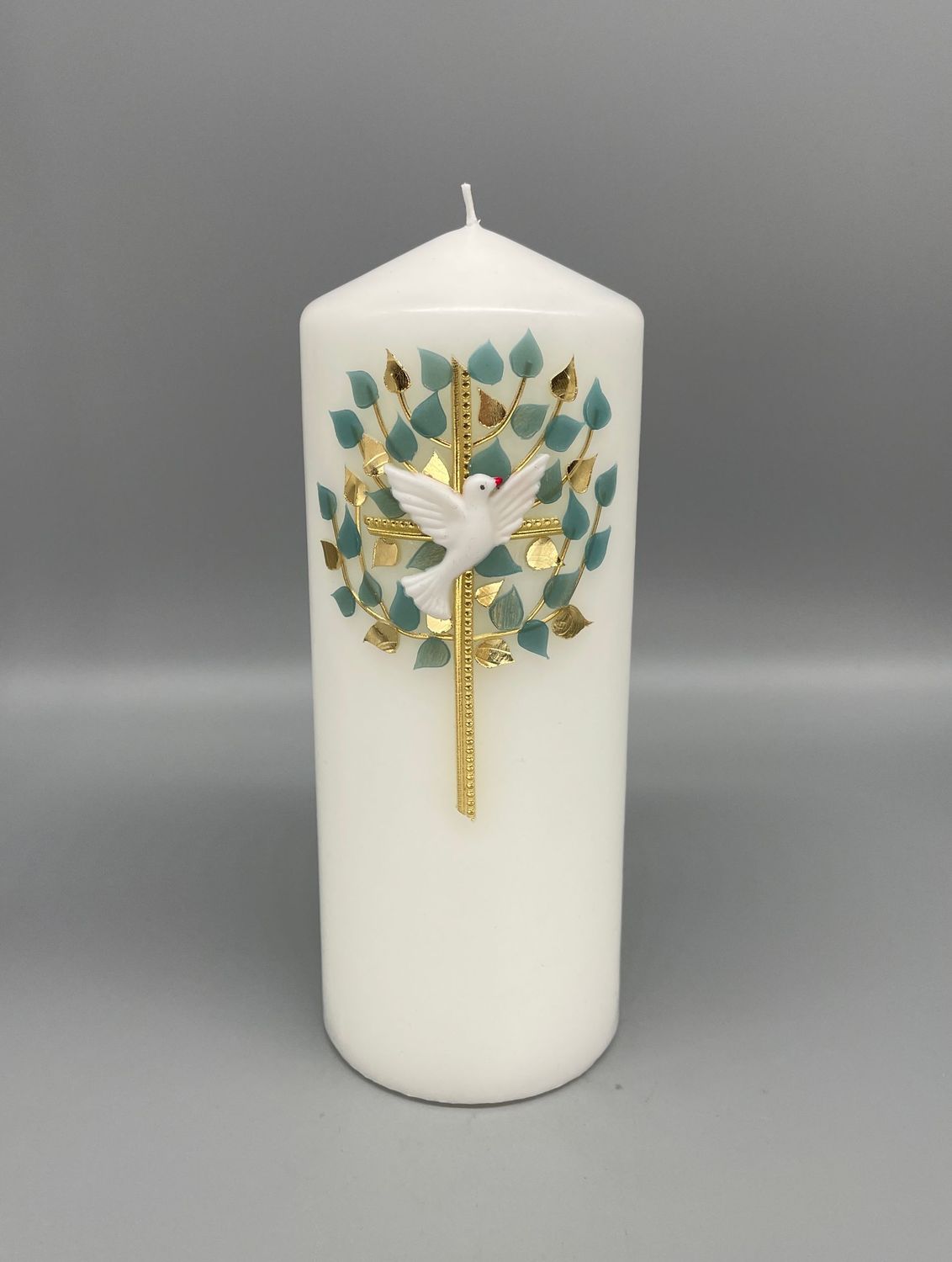 Kerze Lebensbaum mit Kreuz und Taube Kerze Lebensbaum mit Kreuz und Taube