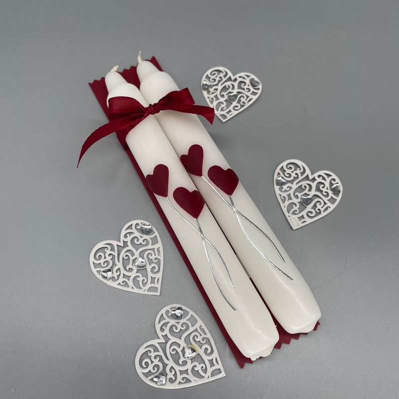 Kerzenduo mit Herzen