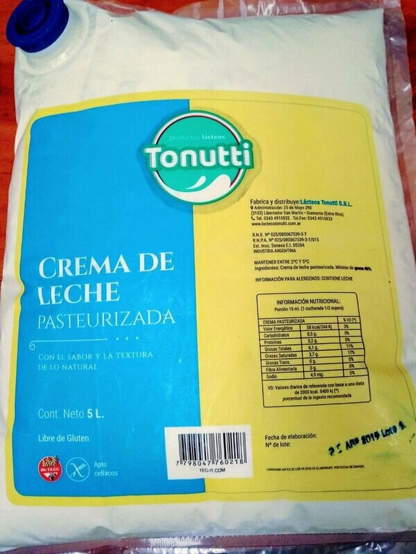 Crema de Leche Tonutti x 5L
