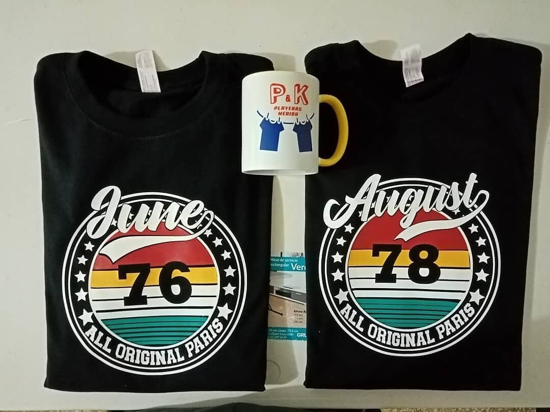 Playera de algodón 100% de color personalizada con  DTF o corte de vinil a un color