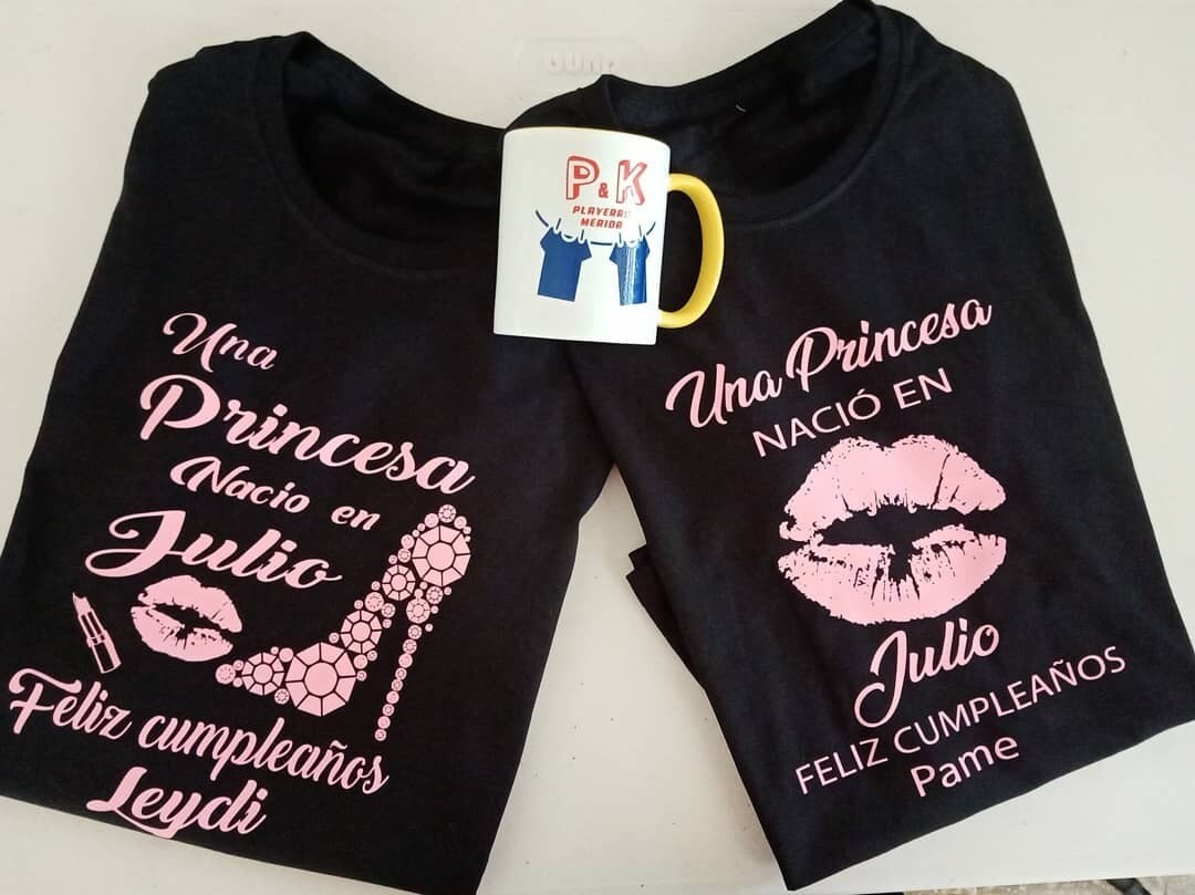 Playera de algodón 100% de color personalizada con  DTF o corte de vinil a un color