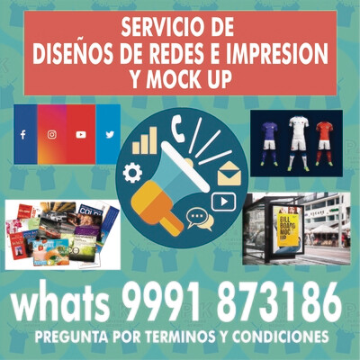 Servicio de diseño de redes sociales, diseño de impresión y mockup