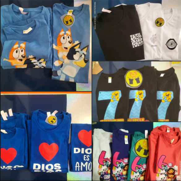 Playera de algodón 100% de color personalizada con  DTF o corte de vinil a un color