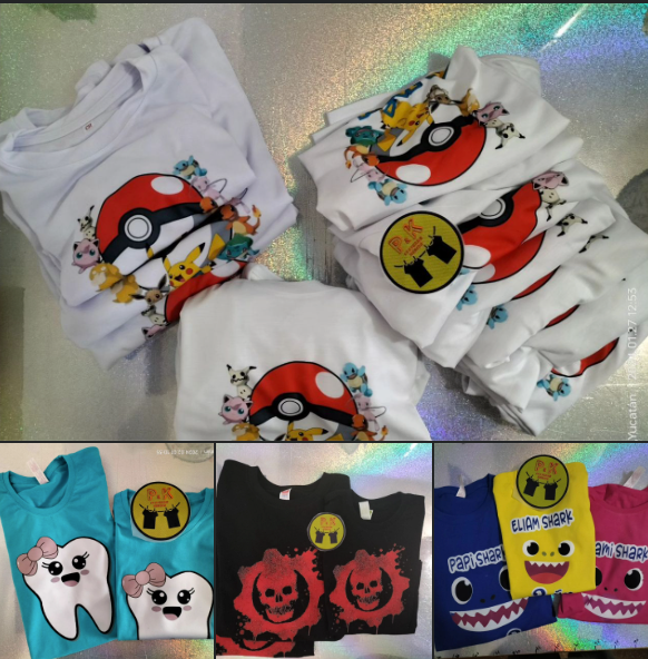 Playera de algodón 100% de color personalizada con  DTF o corte de vinil a un color