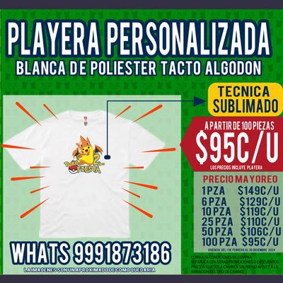 Playera de poliéster tacto algodón personalizada con  sublimado