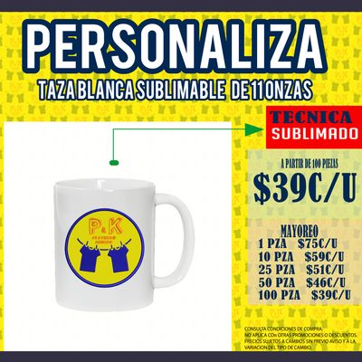 Taza blanca personalizada 11 onzas