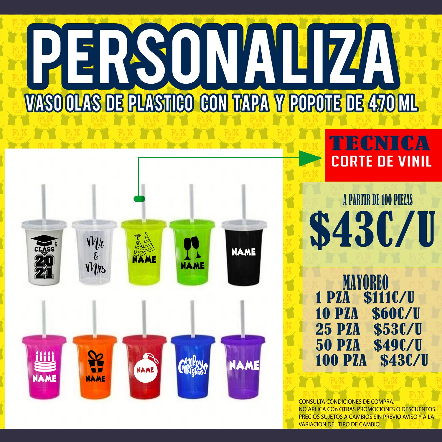 vaso personalizado olas