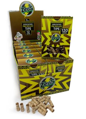 FILTROS PRE ROLLED ZEUS UNBLEACHED 7MM POR 120 UNIDADES