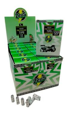 FILTROS PRE ROLLED ZEUS WHITE 7MM POR 120 UNIDADES