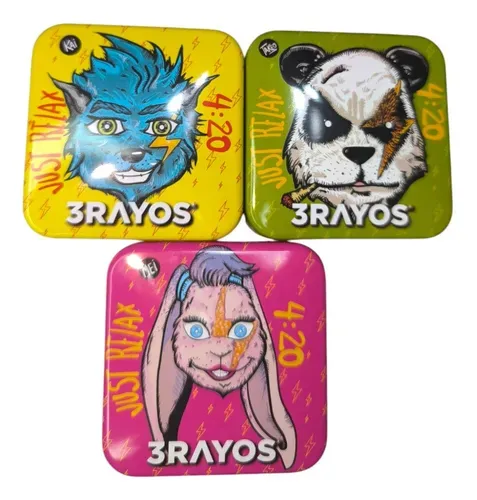 TABAQUERA LATA METALICA CHICA 3 RAYOS