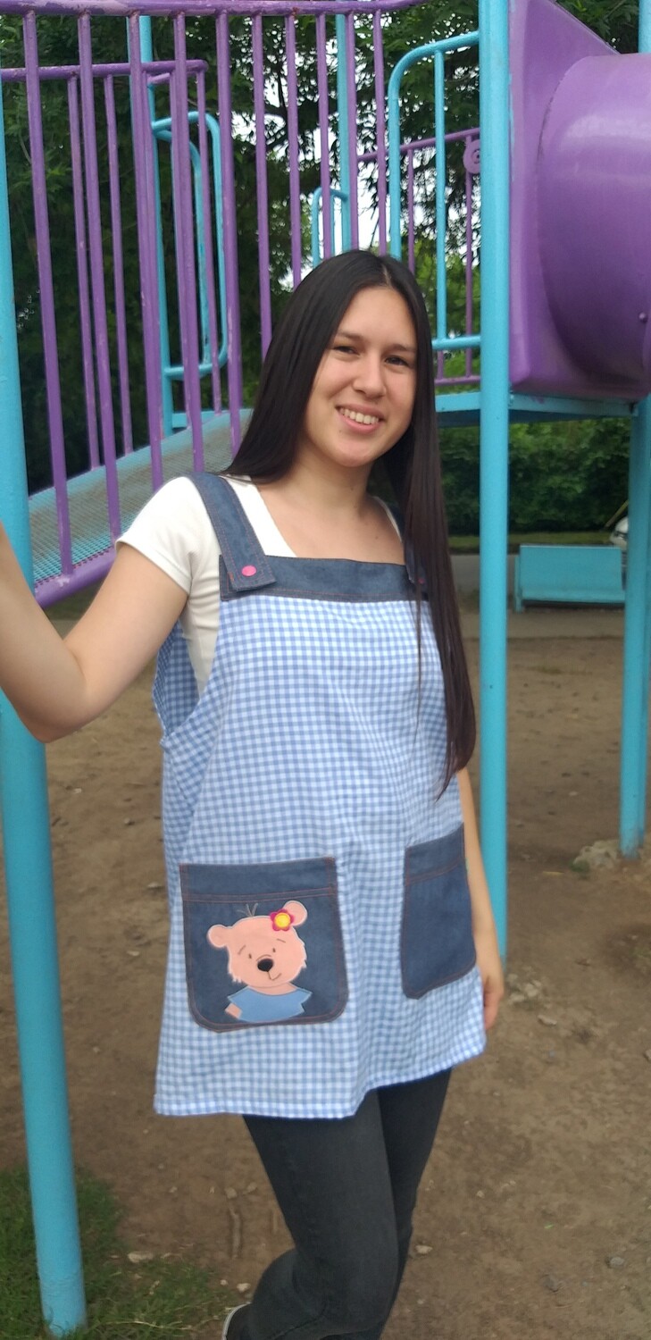 JUMPER CUADRILLÉ CELESTE CON OSA