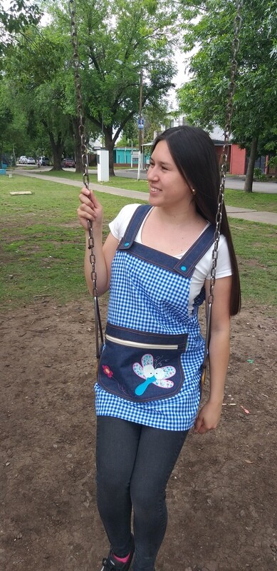 JUMPER CUADRILLÉ AZUL ( grande o pequeño) CON LIBELULA