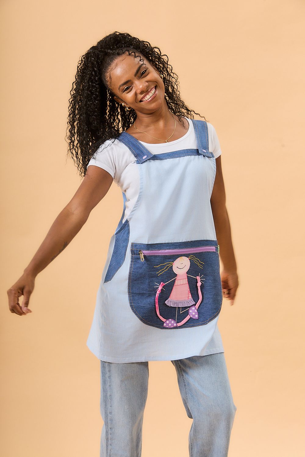 JUMPER CUADRILLÉ con cierre, con NENA SALTANDO LA SOGA