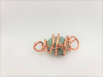 Aventurine Copper Wire Pendant w/ Eco-Friendly Biodegradable Hemp Cord or Leather Cord w/ Clasp