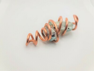 Amazonite  Copper Wire Pendant w/ Eco-Friendly Biodegradable Hemp Cord or Leather Cord w/ Clasp