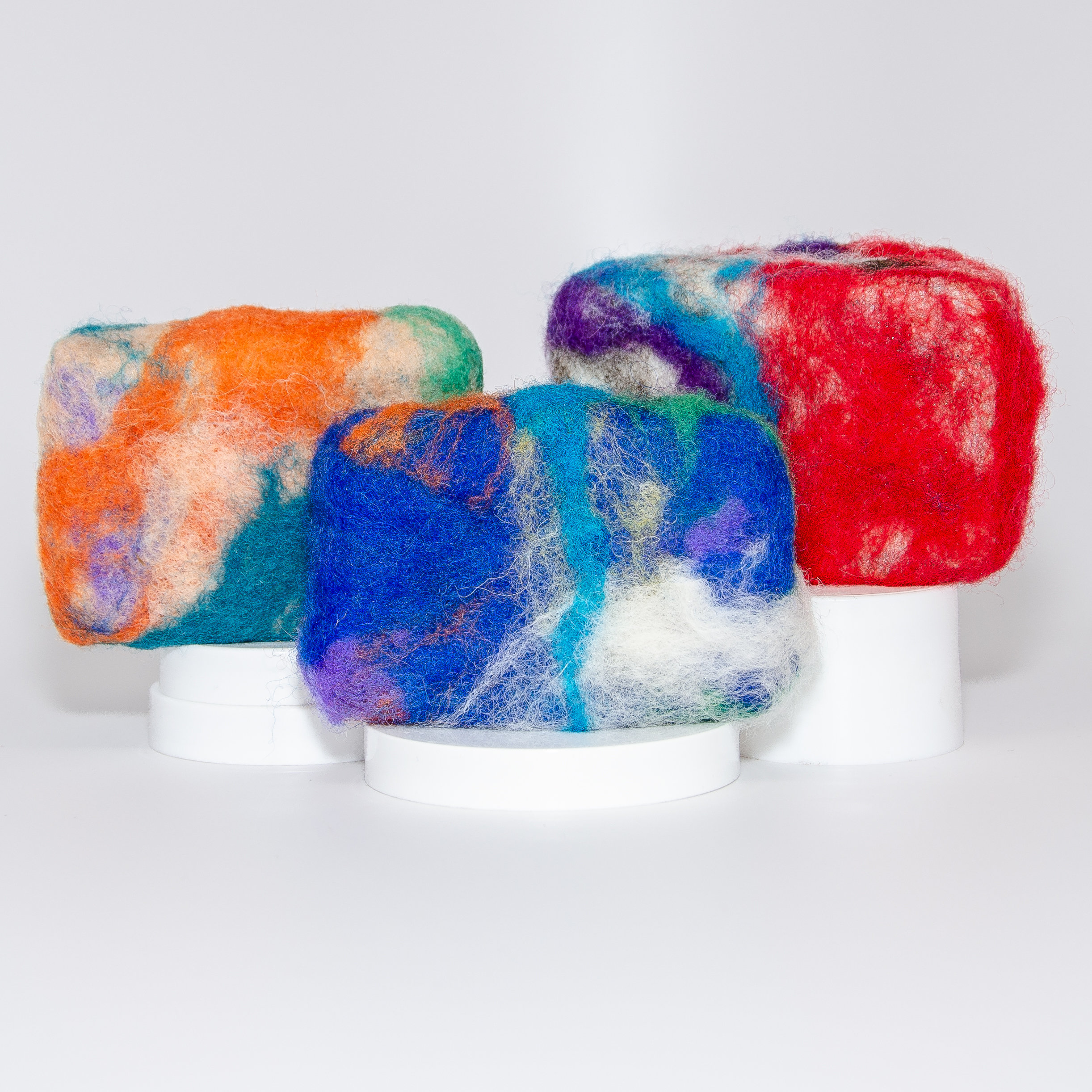 Felted soap examples.
