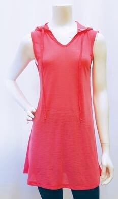 Slub Mini Dress with Hoody