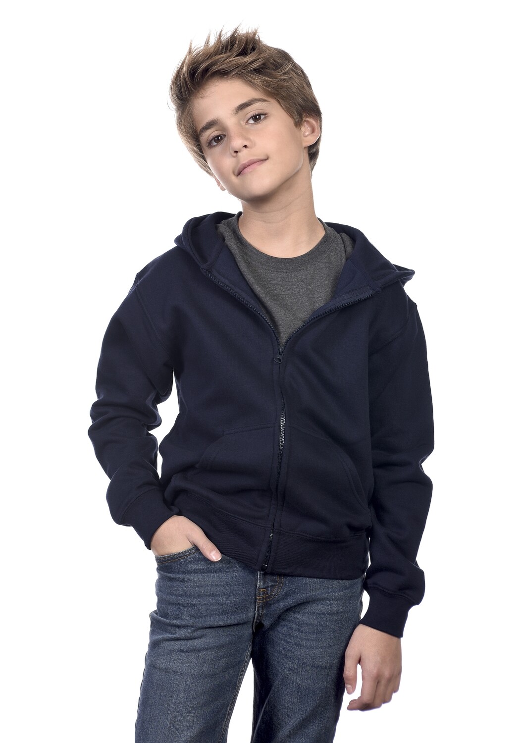 Youth Zipper Navy Hoodie