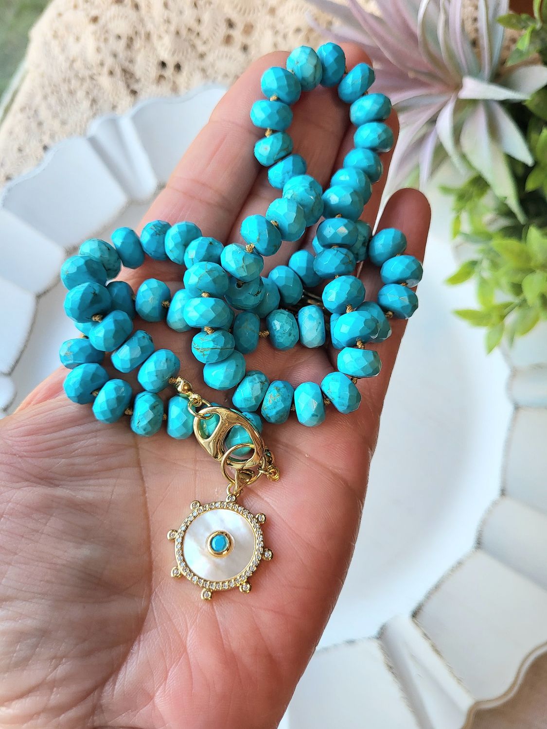 Turquoise Howlite Charm Necklace