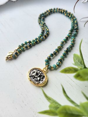 Turquoise &amp; Horse Charm Necklace