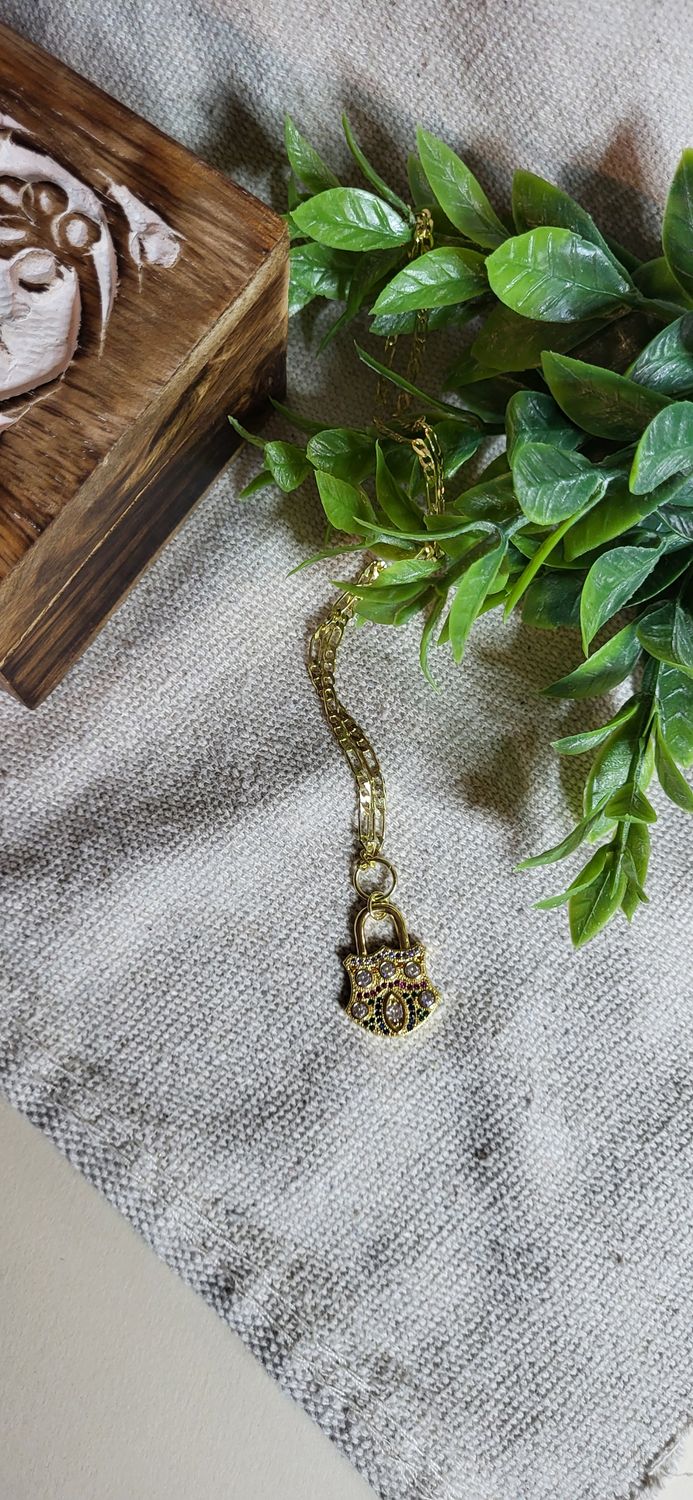 Faux Padlock Pendant Necklace
