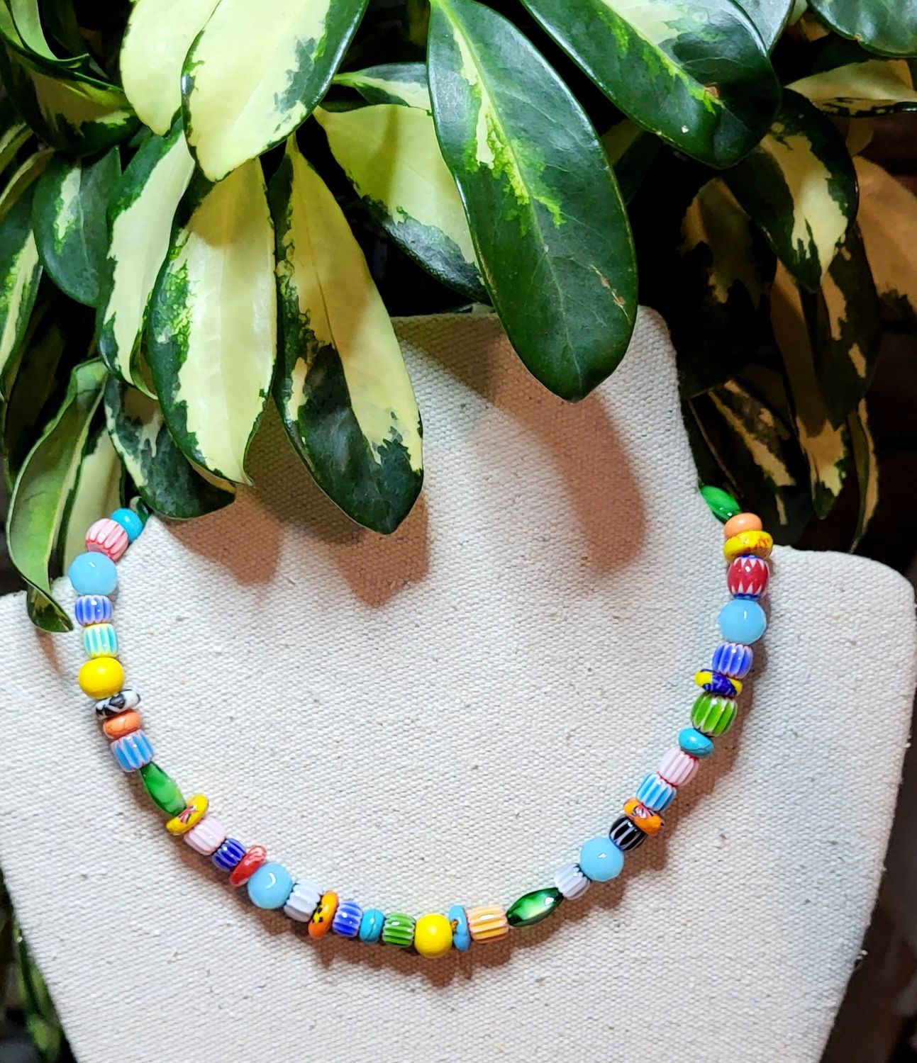 Colorful beaded choker