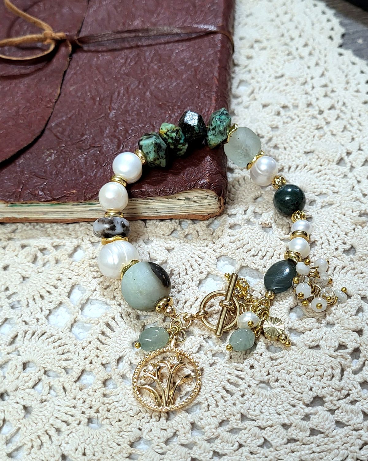 Bead Bracelet w/ Flower Charm