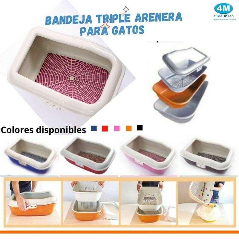 BANDEJA TRIPLE DE ARENA PARA GATOS