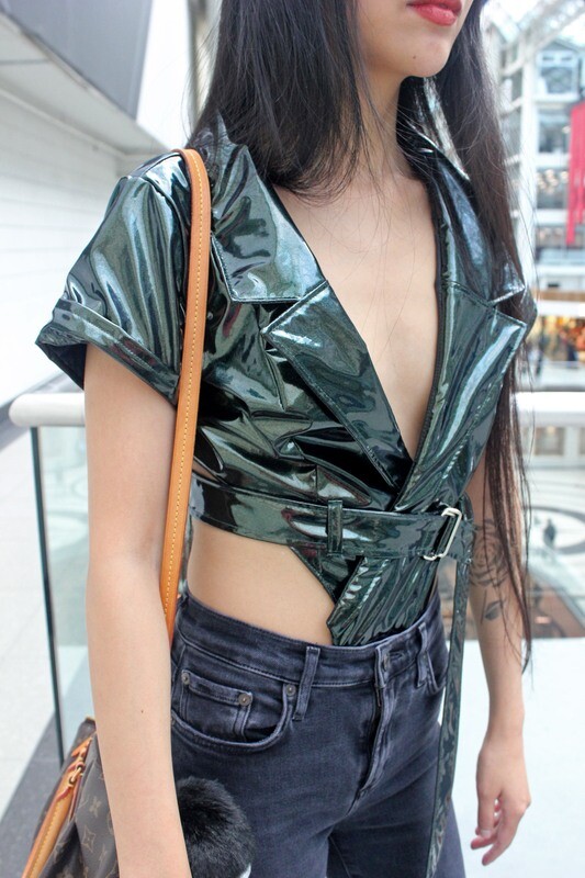 Vinyl Motorcycle Jacket PVC Bodysuit Biker Jacket Wet look Bodysuit