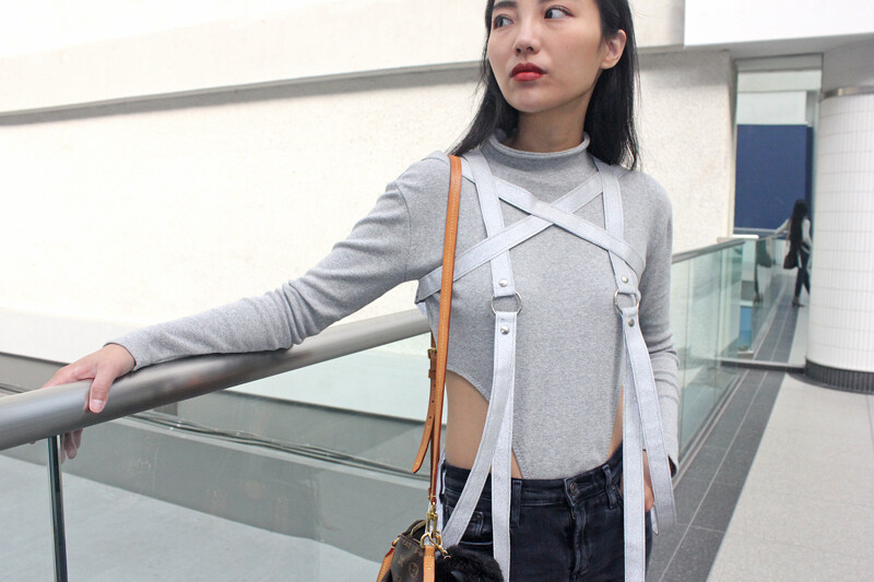 Reflective Gray Body Harness Bodysuit